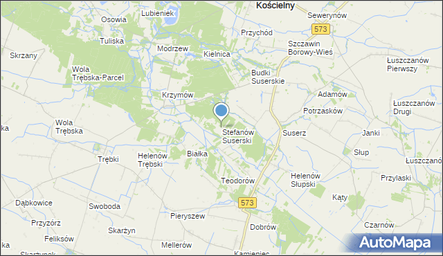 mapa Stefanów Suserski, Stefanów Suserski na mapie Targeo